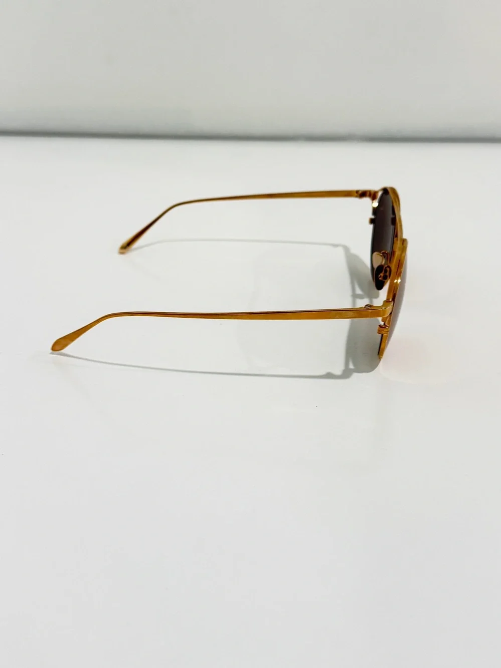 Linda Farrow LFL825 C3 Rayan Oval Aviator Rose Gold Titanium Sunglasses NWT